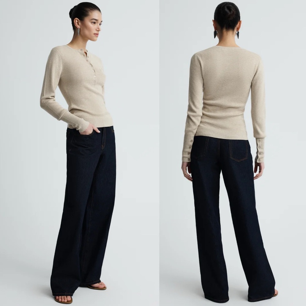 Anna Quan Finn Jeans Dark Indigo Relaxed Straight Leg Cotton Rigid Denim Size 2 - Picture 2 of 16